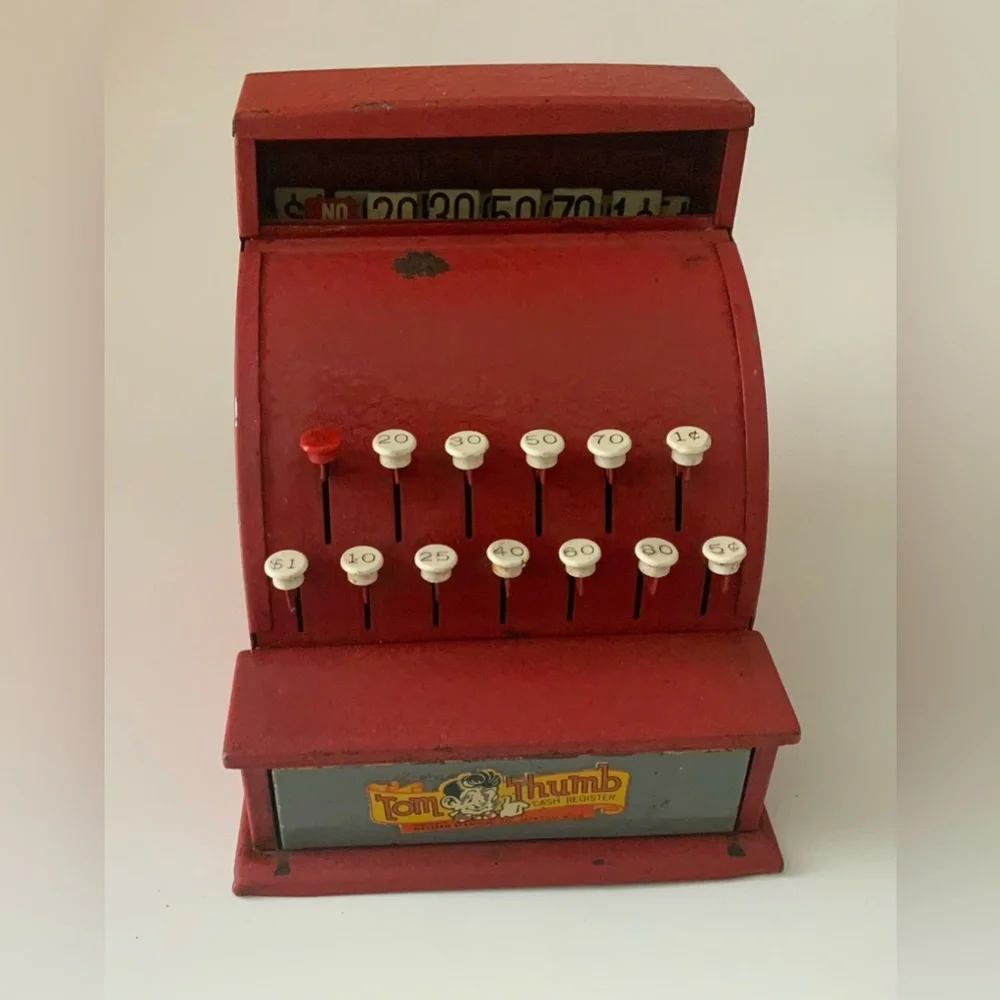Vintage Red Toy Cash Register - Picture 2 of 12